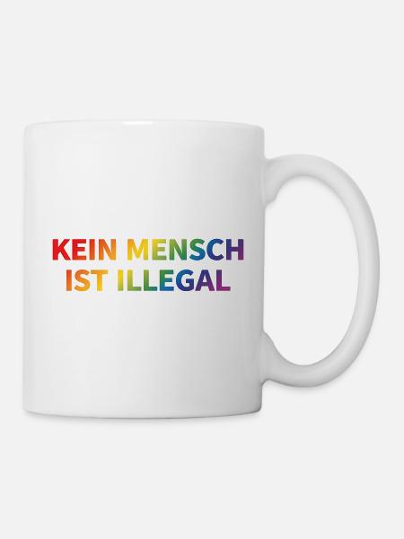 Kein Mensch Ist Illegal Regenbogen - Tasse - Weiß