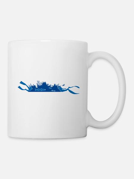 Diving & Freediving - Silueta Arrecife - Mug - white