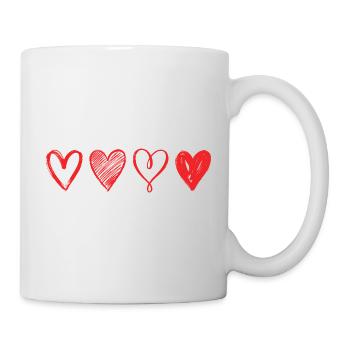 Sketched Red Hearts – Minimalist Design - Mug - white - Right