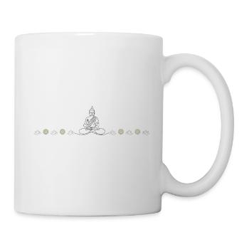 Zen Buddha Silhouette auf Schwarz - Tasse - Weiß - Rechts
