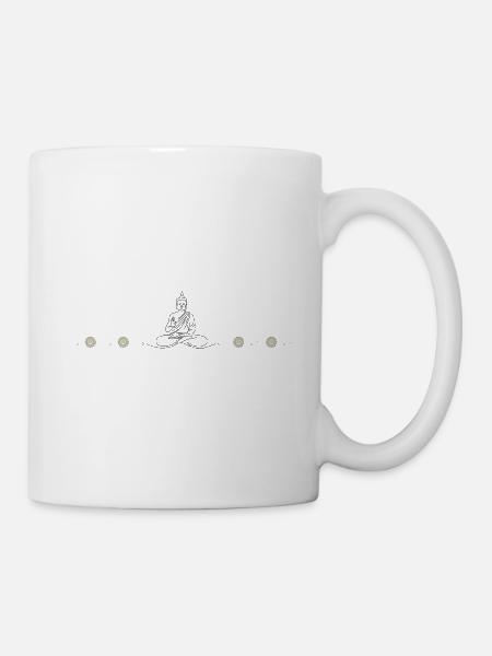 Zen Buddha Silhouette auf Schwarz - Tasse - Weiß