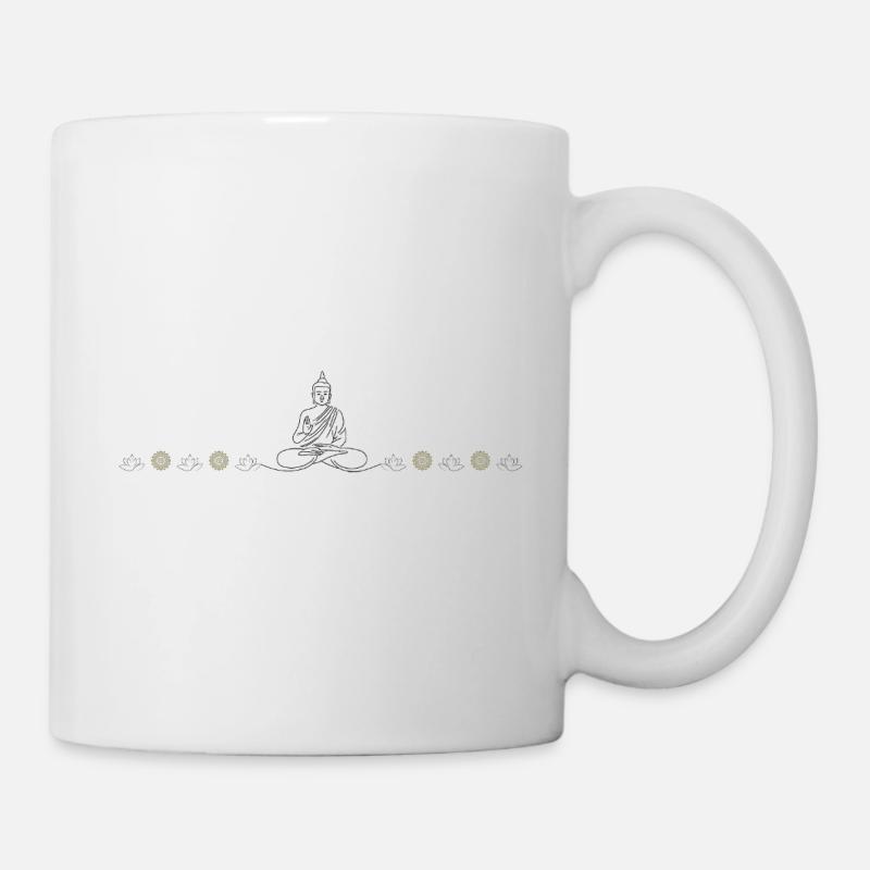 Zen Buddha Silhouette auf Schwarz - Tasse - Weiß