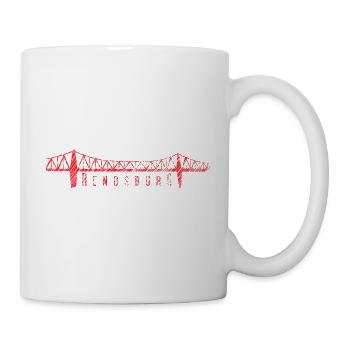 Rendsburg Hochbrücke – Typografie Scribble Design  - Tasse - Weiß - Rechts