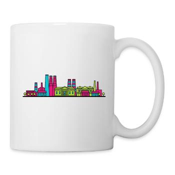 Stoke-on-Trent City Skyline Flaschenofen-Linienzeichnung - Tasse - Weiß - Rechts