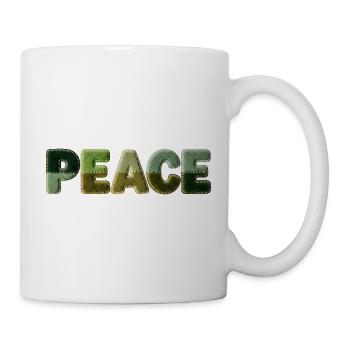 Peace Lettering Patchwork Look 70s Style - Mug - white - Right