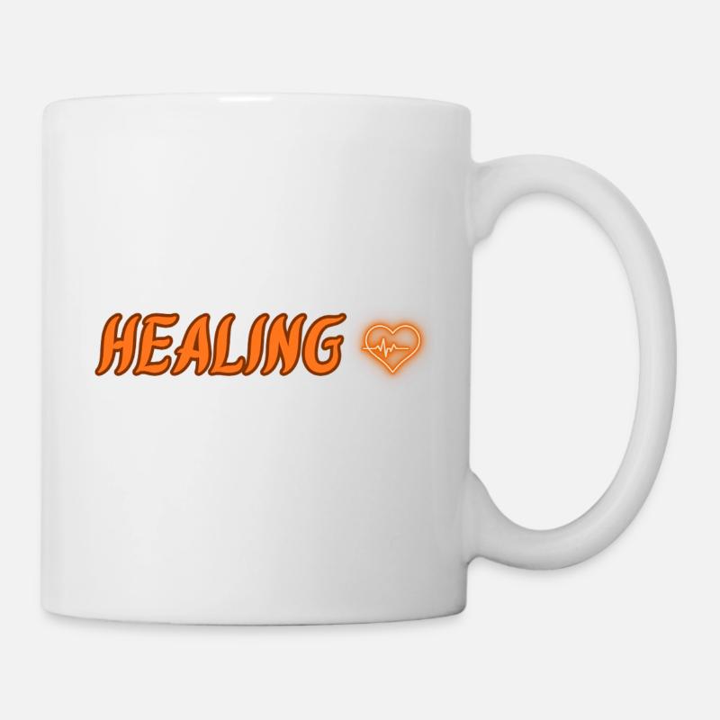 Healing – Minimalistisches Herz Symbol - Tasse - Weiß