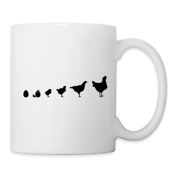 Hühner Fans -  Hahn - Gockel - Küken - Ei - Bio - Tasse - Weiß - Rechts