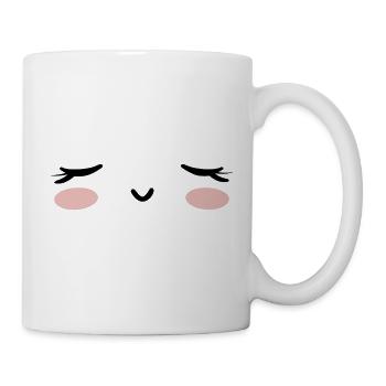Kawaii face asleep eyes closed - Mug - white - Right