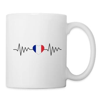 Beating tricolor heart, France Drapeau - Mug - white - Right