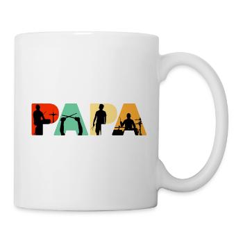 Retro Papa Schlagzeuger Vintage Schlagzeug-T-Shirt - Tasse - Weiß - Rechts