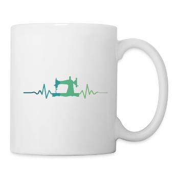 Nähmaschinen Herzschlag-Nähen - Tasse - Weiß - Rechts