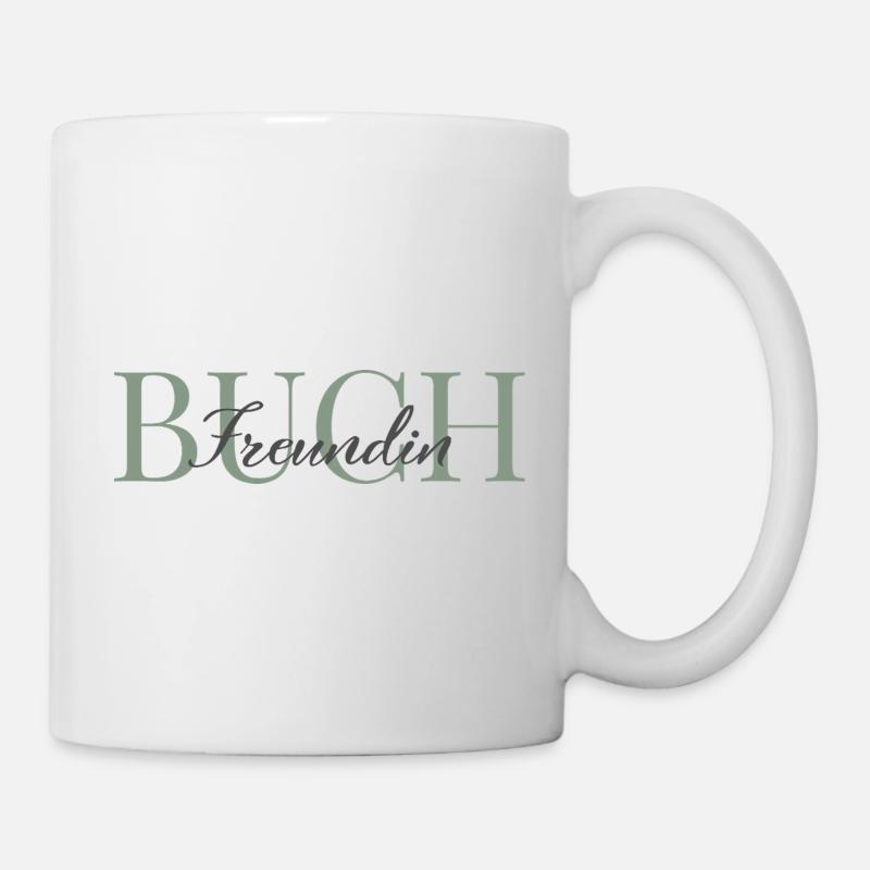 Buchfreundin grün-grau - Tasse - Weiß