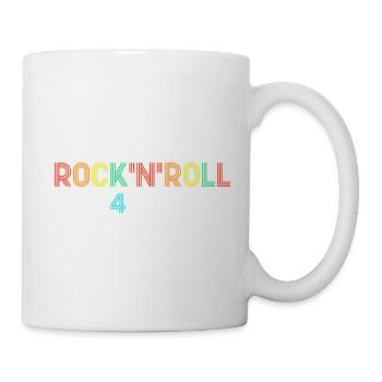 Rock'N'Roll 4 Life Retro Neon Text - Mug - white - Right