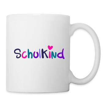 Schulkind Herz Schriftzug Einschulung Bunt - Tasse - Weiß - Rechts