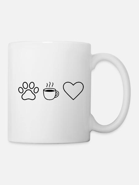 Pfote Kaffee Herz - Tasse - Weiß