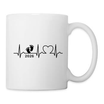 EKG Kurve - Herzkurve - Baby 2026 - Schwanger - Tasse - Weiß - Rechts