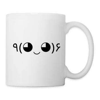 Cheers Emote ٩(◕‿◕)۶ Hooray Kaomoji - Mug - white - Right