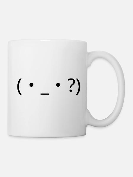 Verwirrtes Emote (・_・?) Fragezeichen - Tasse - Weiß