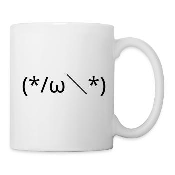 Verlegenes Emote (*/ω＼*) schüchtern Kaomoji - Tasse - Weiß - Rechts