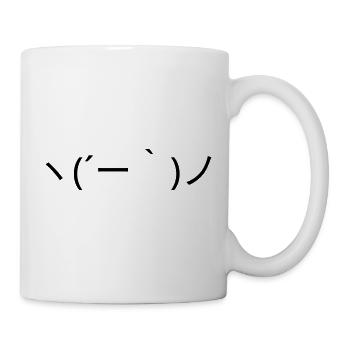 Entspanntes Emote ヽ(´ー｀)ノ sorglos Kaomoji - Tasse - Weiß - Rechts