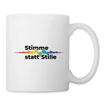 Stimme statt Stille Pride CSD Tonwelle Regenbogen - Tasse - Weiß - Rechts