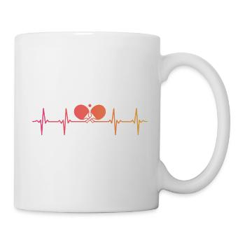 Tischtennistisch mit Sonnenuntergang Herzschlag - Tasse - Weiß - Rechts
