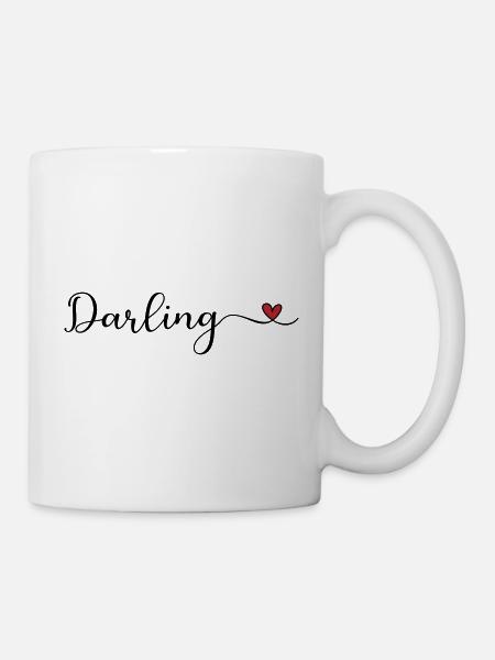 Cute Darling Heart Typografie - Tasse - Weiß