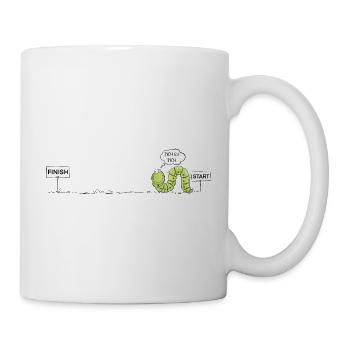 Inchworm Wurm Motivation Schritt für Schritt Humor - Tasse - Weiß - Rechts