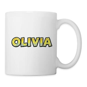 Olivia, Handgezeichnete Typografie - Tasse - Weiß - Rechts