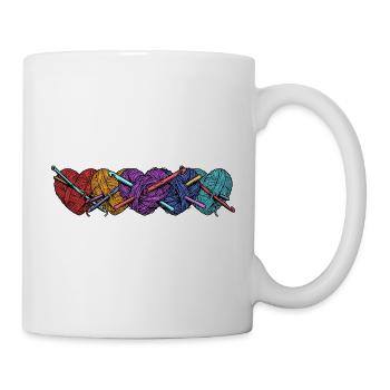 Häkelhaken und Wollknäuel – Häkelhandwerker - Tasse - Weiß - Rechts