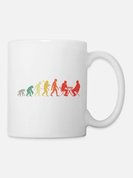 Retro Schach Schachspieler Evolution Schachspiel - Tasse - Weiß