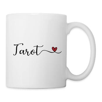 Tarot Schrift mit Herz - Tasse - Weiß - Rechts