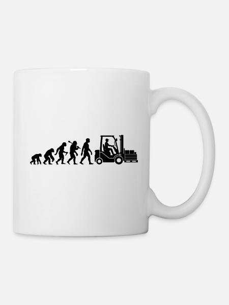 Gabelstapler Evolution Für Staplerfahrer Lagerist - Tasse - Weiß