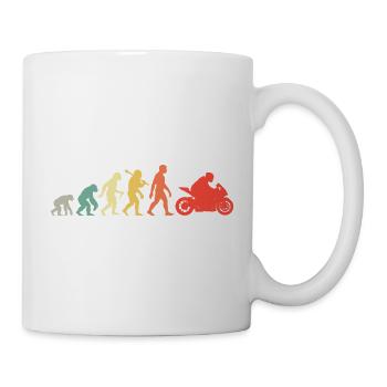 Retro Motorrad Evolution Motorradfahrer Biker - Tasse - Weiß - Rechts