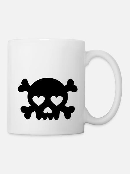 heart skull - Mug - white