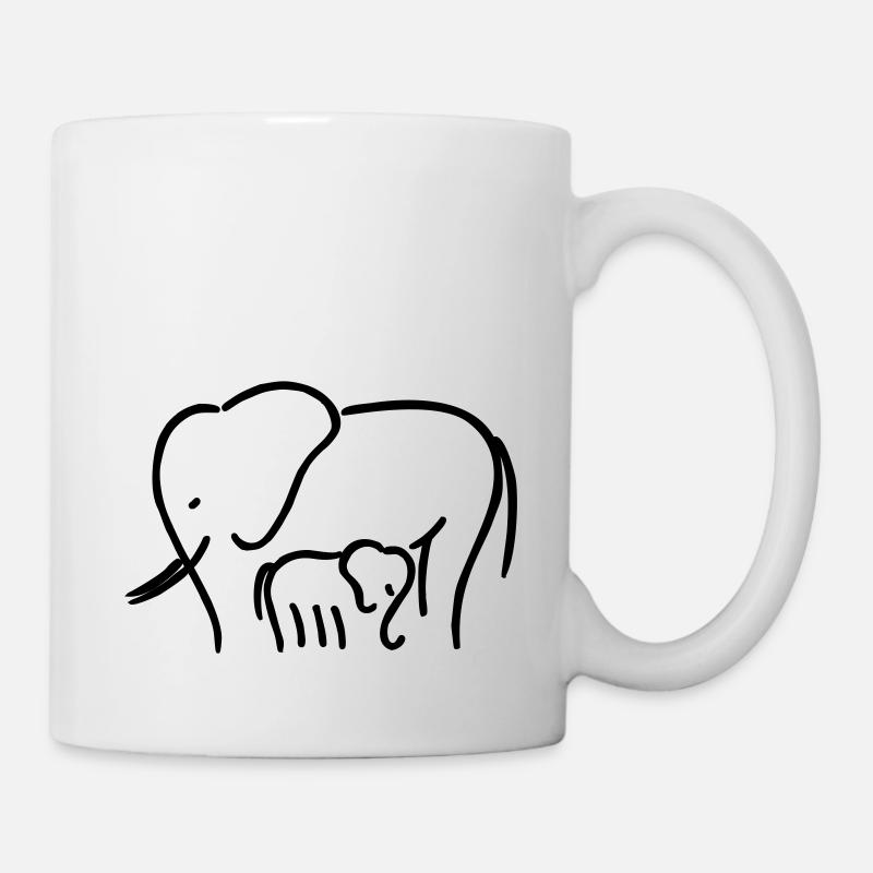 Elephant mum with child - Mug - white