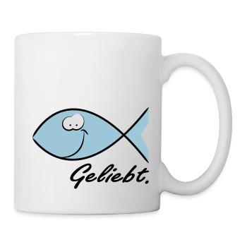 Happy Ichthys - Christliches Symbol Fisch - Tasse - Weiß - Rechts