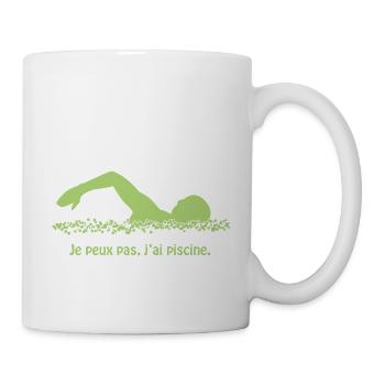 Je peux pas, j'ai piscine - Mug blanc - blanc - Droite