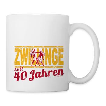 Geburtstag 40 Zwillinge - Tasse - Weiß - Rechts