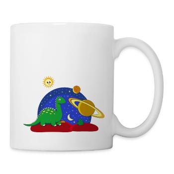 Space Space Dinosaur lune de Saturne Planète - Mug blanc - blanc - Droite