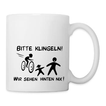 Bitte klingeln! Radfahrer-Kind - Tasse - Weiß - Rechts