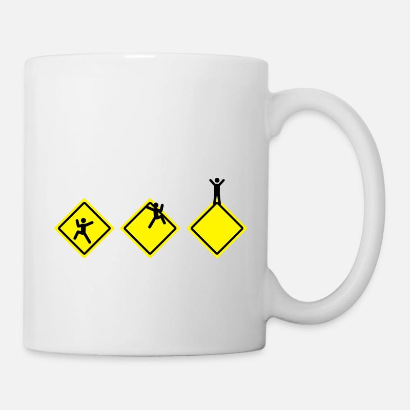 climbing roadsigns - Mug blanc - blanc