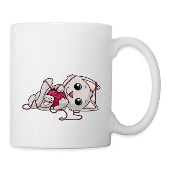 chat bande dessinée douce - Mug blanc - blanc - Droite
