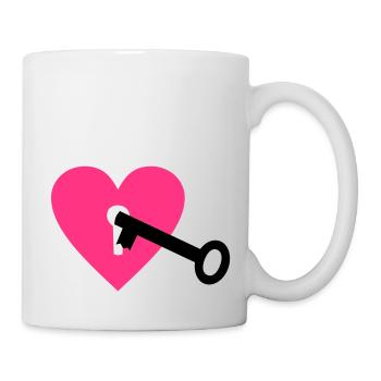 Herz und Schlüssel - Tasse - Weiß - Rechts