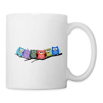 Cooles buntes Eulen Motiv - Tasse - Weiß - Rechts