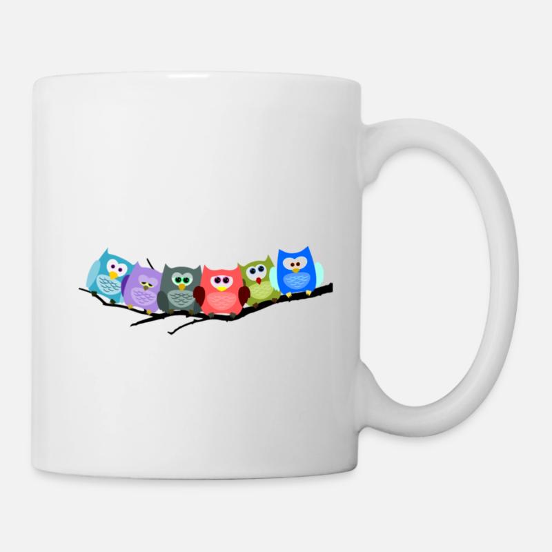 Motif de chouettes colorées - Mug blanc - blanc