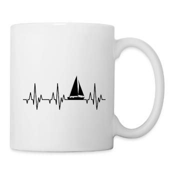 Heartbeat ECG sailing sailboat sailing ship - Mug - white - Right