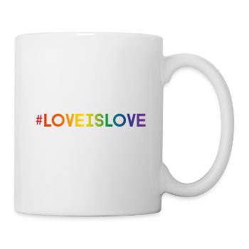 Regenbogen Design - Hashtag Love is Love - Tasse - Weiß - Rechts