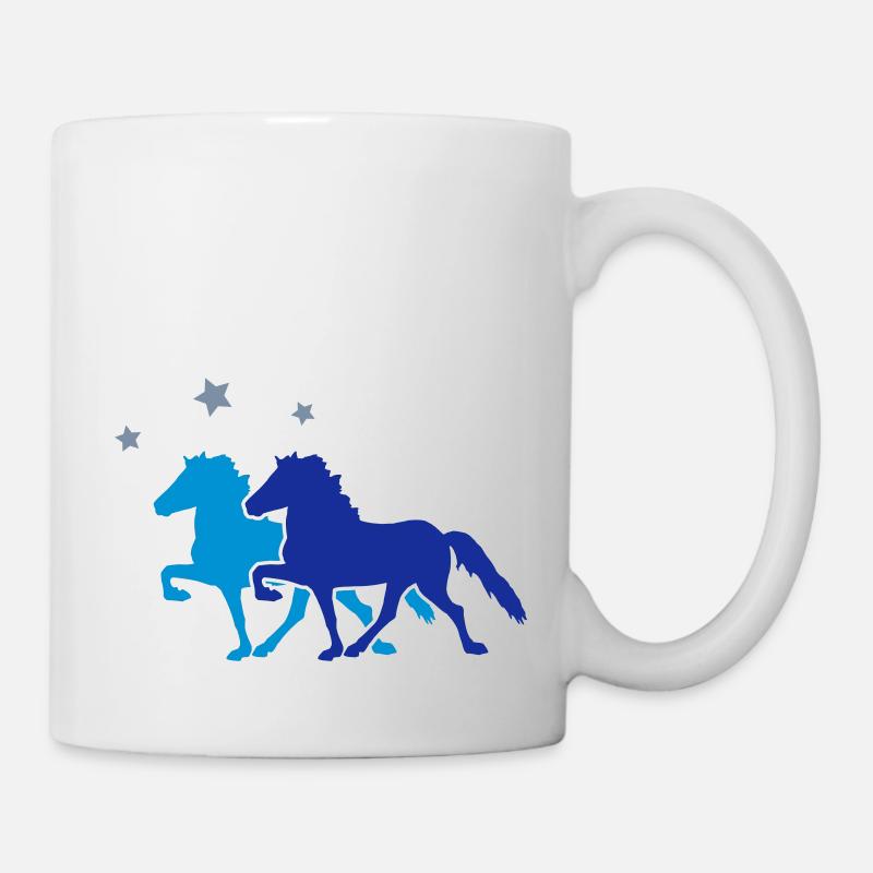 Two Horses with silver-metallic Stars - Mug blanc - blanc