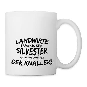 Landwirt Bauer Silvester | lustig Spruch Geschenk - Tasse - Weiß - Rechts